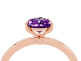 Rose gold Pear Cut Amethyst Solitaire Ring with Thin Band and Prong Setting_22