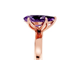 Rose gold Pear Cut Amethyst Solitaire Ring with Thin Band and Prong Setting_23