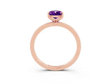 Rose gold Pear Cut Amethyst Solitaire Ring with Thin Band and Prong Setting_39