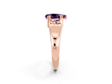 Rose gold Pear Cut Amethyst Solitaire Ring with Wide Band and Prong Setting_2