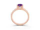Rose gold Pear Cut Amethyst Solitaire Ring with Wide Band and Prong Setting_3