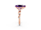 Rose gold Pear Cut Amethyst Solitaire Twisted Band with Round  Accents and Prong Setting_24