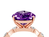 Rose gold Pear Cut Amethyst Solitaire Twisted Band with Round  Accents and Prong Setting_26