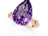 Rose gold Pear Cut Amethyst Solitaire Twisted Band with Round  Accents and Prong Setting_38