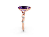 Rose gold Pear Cut Amethyst Solitaire Twisted Band with Round  Accents and Prong Setting_39