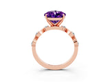 Rose gold Pear Cut Amethyst Solitaire Twisted Band with Round  Accents and Prong Setting_40