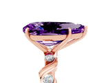 Rose gold Pear Cut Amethyst Solitaire Twisted Band with Round  Accents and Prong Setting_42