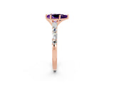 Rose gold Pear Cut Amethyst Solitaire with Side Baguettes and Channel Set Band_2