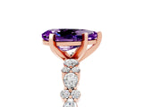 Rose gold Pear Cut Amethyst Solitaire with Side Stones, Pave Band, Four-Prong Setting_41