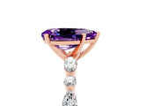 Rose gold Pear Cut Amethyst Solitaire with Side Stones on a Pavé Band and Four-Prong Setting_5