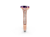 Rose gold Pear Cut Amethyst Split Shank Engagement Ring with Pavé Band_2