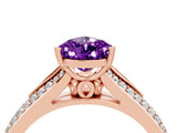 Rose gold Pear Cut Amethyst Split Shank Engagement Ring with Pavé Band_4