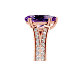 Rose gold Pear Cut Amethyst Split Shank Engagement Ring with Pavé Band_5