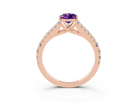 Rose gold Pear Cut Amethyst Split Shank Pavé Engagement Ring with Four-Prong Setting_15