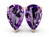 Rose gold Pear Cut Amethyst Stud Earrings_12