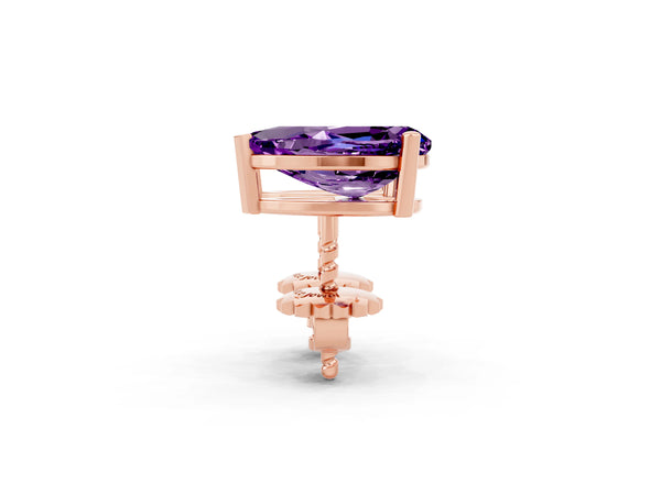 Rose gold Pear Cut Amethyst Stud Earrings