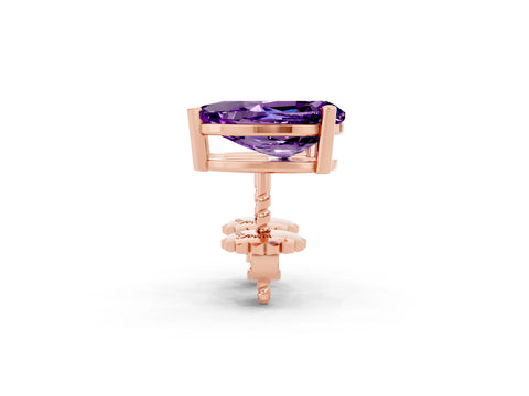 Rose gold Pear Cut Amethyst Stud Earrings_14