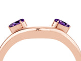 Rose gold Pear Cut Amethyst Two-Stone Open Band Ring with Prong Setting_10