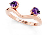 Rose gold Pear Cut Amethyst Two-Stone Open Band Ring with Prong Setting_7