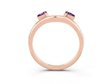 Rose gold Pear Cut Amethyst Two-Stone Open Band Ring with Prong Setting_9