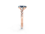 Rose gold Pear Cut Aquamarine Cluster Side Stone Solitaire Ring with Prong Setting_26