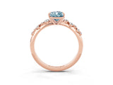 Rose gold Pear Cut Aquamarine Cluster Side Stone Solitaire Ring with Prong Setting_27