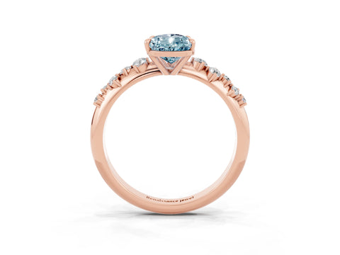 Rose gold Pear Cut Aquamarine Cluster Side Stone Solitaire Ring with Prong Setting_27