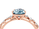 Rose gold Pear Cut Aquamarine Cluster Side Stone Solitaire Ring with Prong Setting_28