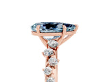 Rose gold Pear Cut Aquamarine Cluster Side Stone Solitaire Ring with Prong Setting_29