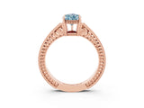 Rose gold Pear Cut Aquamarine Engagement Ring with Milgrain Channel Set Band and Prong Setting_3