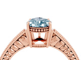 Rose gold Pear Cut Aquamarine Engagement Ring with Milgrain Channel Set Band and Prong Setting_4