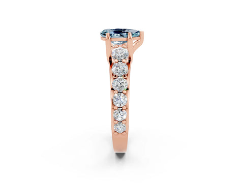 Rose gold Pear Cut Aquamarine Engagement Ring with Pavé Band and Four-Prong Setting_2
