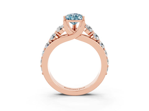 Rose gold Pear Cut Aquamarine Engagement Ring with Pavé Band and Four-Prong Setting_3
