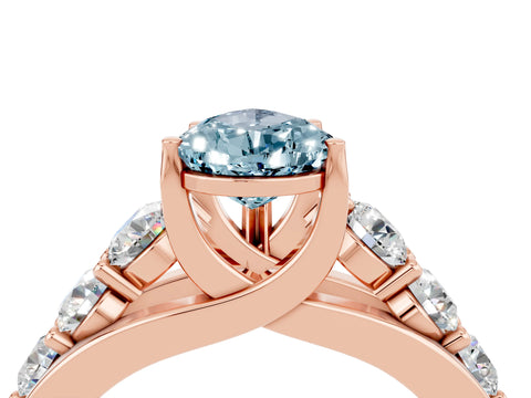 Rose gold Pear Cut Aquamarine Engagement Ring with Pavé Band and Four-Prong Setting_4