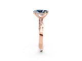 Rose gold Pear Cut Aquamarine Engagement Ring with Side Stone Accents and Four-Prong Setting_29