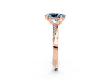 Rose gold Pear Cut Aquamarine Engagement Ring with Side Stone Accents and Four-Prong Setting_62