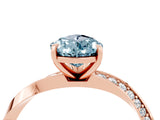 Rose gold Pear Cut Aquamarine Engagement Ring with Side Stone Accents and Four-Prong Setting_64