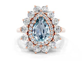 Rose gold Pear Cut Aquamarine Floral Double Halo Engagement Ring with Prong Setting_48