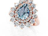 Rose gold Pear Cut Aquamarine Floral Double Halo Engagement Ring with Prong Setting_49