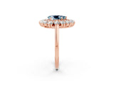 Rose gold Pear Cut Aquamarine Floral Double Halo Engagement Ring with Prong Setting_50