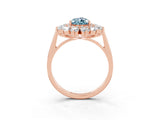 Rose gold Pear Cut Aquamarine Floral Double Halo Engagement Ring with Prong Setting_51