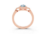 Rose gold Pear Cut Aquamarine Halo Ring with Tapered Band and Four-Prong Setting_3
