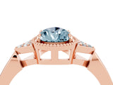 Rose gold Pear Cut Aquamarine Halo Ring with Tapered Band and Four-Prong Setting_4