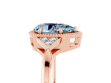 Rose gold Pear Cut Aquamarine Halo Ring with Tapered Band and Four-Prong Setting_5