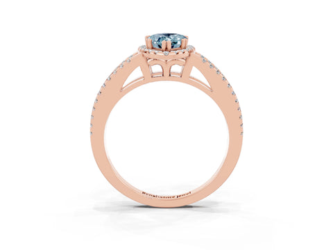 Rose gold Pear Cut Aquamarine Halo Split Shank Engagement Ring_15