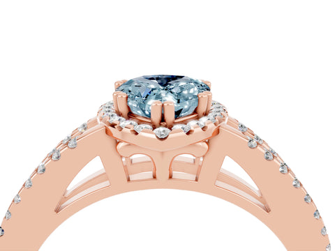 Rose gold Pear Cut Aquamarine Halo Split Shank Engagement Ring_16