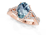 Rose gold Pear Cut Aquamarine  Halo Twist Band Solitaire Prong Setting Ring_37