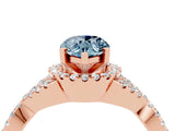 Rose gold Pear Cut Aquamarine  Halo Twist Band Solitaire Prong Setting Ring_40