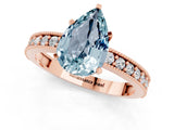 Rose gold Pear Cut Aquamarine Milgrain Pavé Engagement Ring with Four-Prong Setting_1