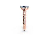 Rose gold Pear Cut Aquamarine Milgrain Pavé Engagement Ring with Four-Prong Setting_2